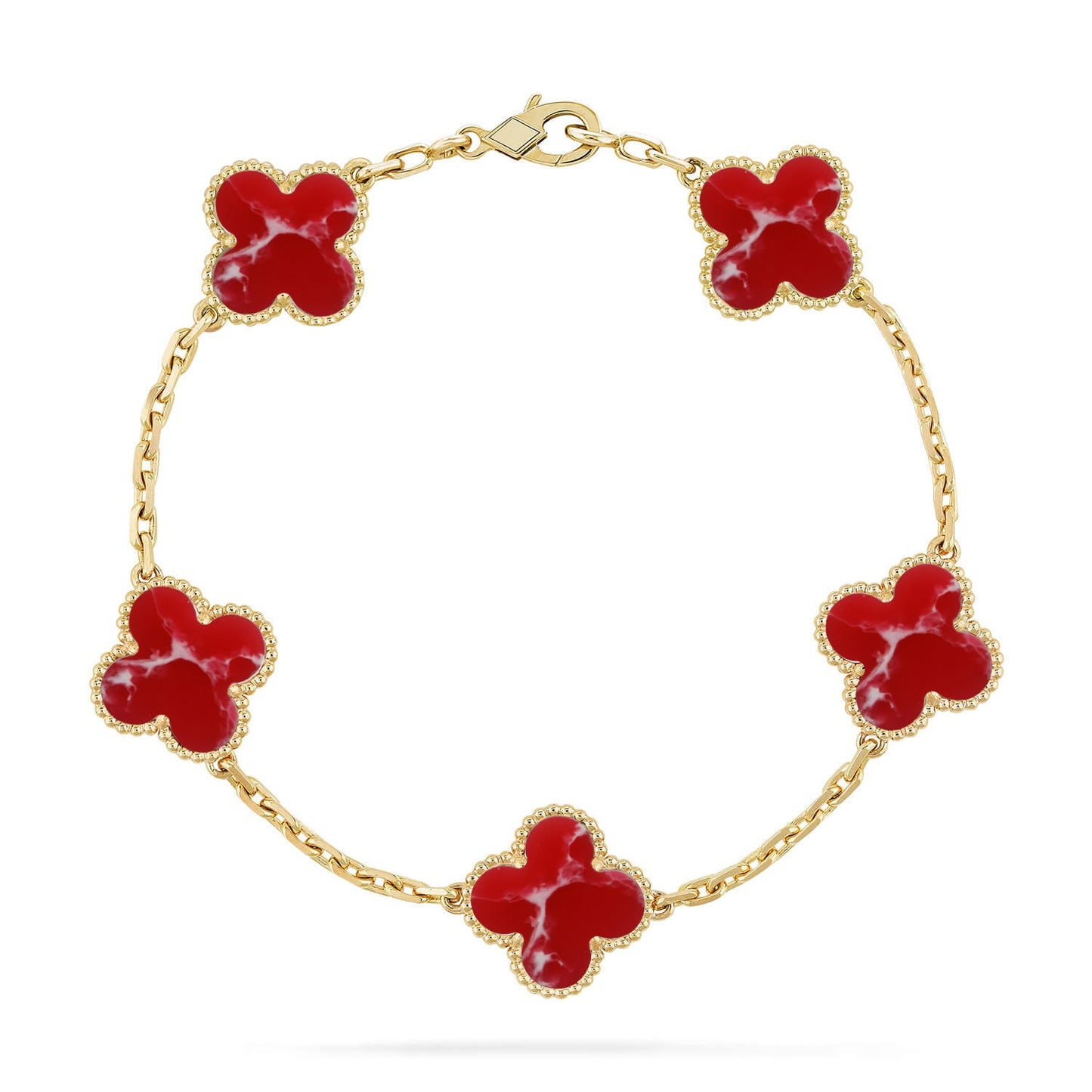 [Vicky]CLOVER 5 MOTIF RED PATTERN BRACELET COLLECTION