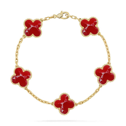 [Vicky]CLOVER 5 MOTIF RED PATTERN BRACELET COLLECTION