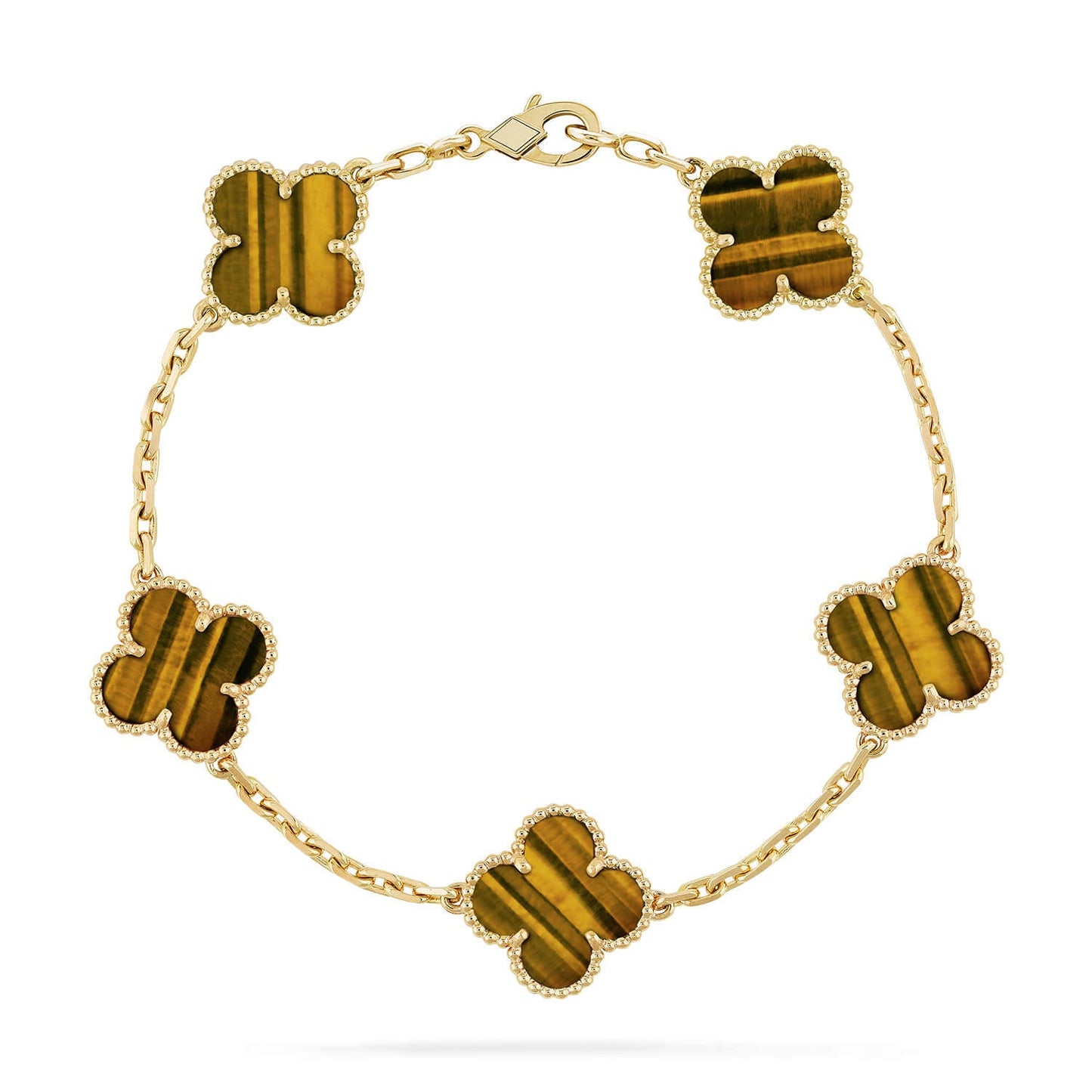 [Vicky] CLOVER 5 MOTIFS TIGER EYE BRACELET COLLECTION