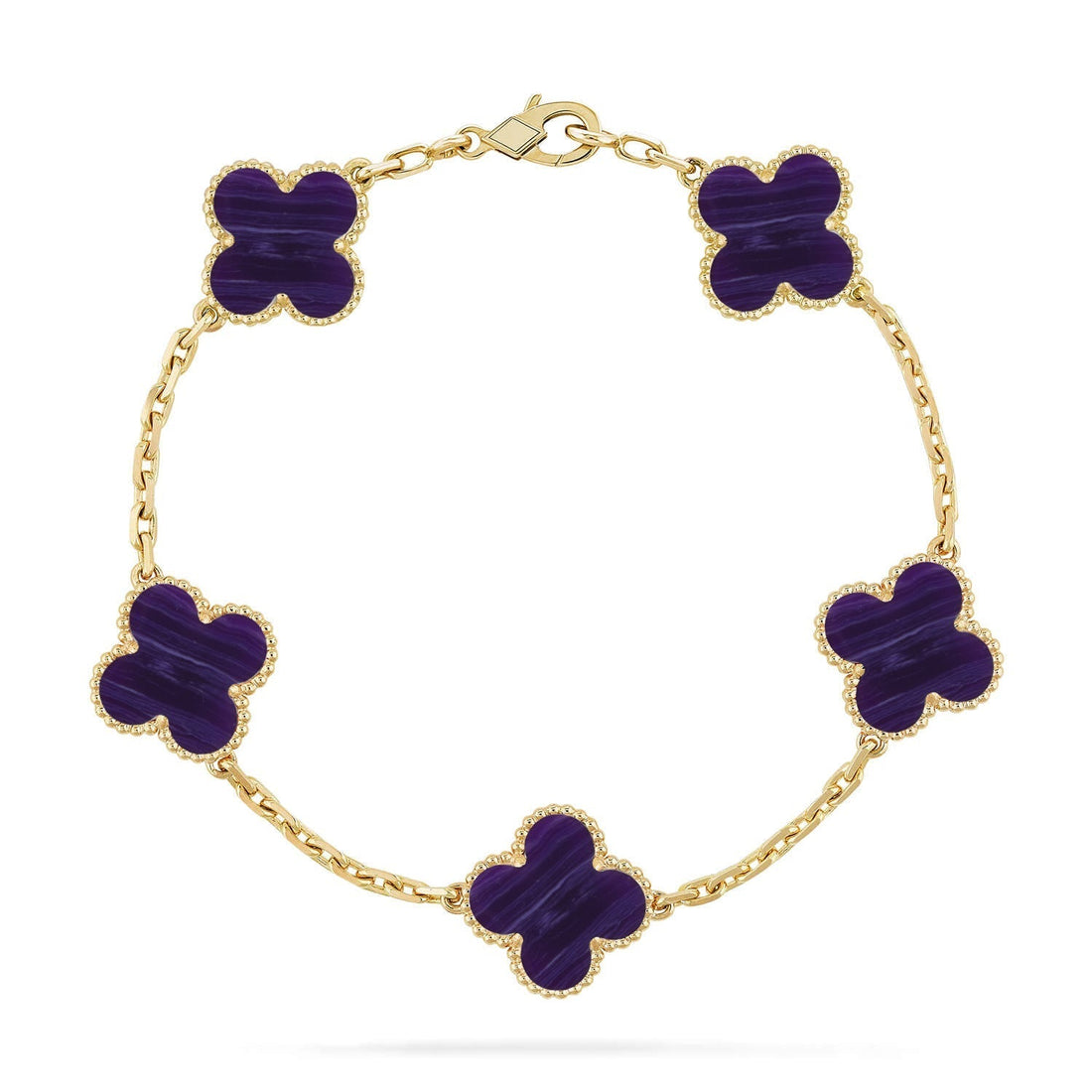 [Royal&Vicky]LUCKY CLOVER 5-MOTIF BRACELET - CHAROITE COLLECTION