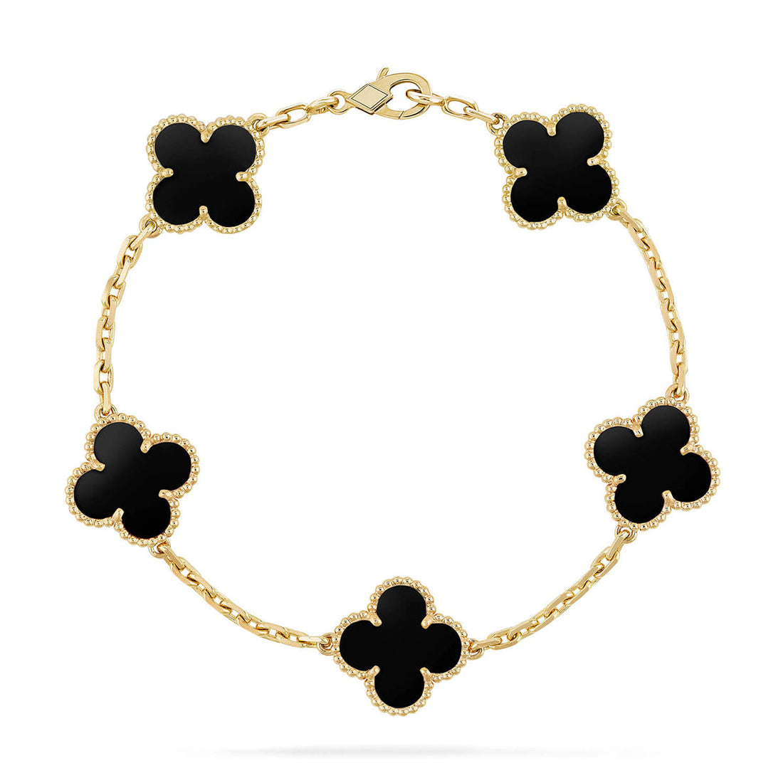 [Royal&Vicky]LUCKY CLOVER 5-MOTIF BRACELET - BLACK OXNY COLLECTION