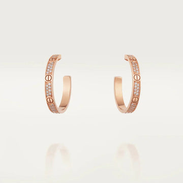 [Royal&Vicky]LOVE DIAMOND PINK GOLD HOOP EARRINGS