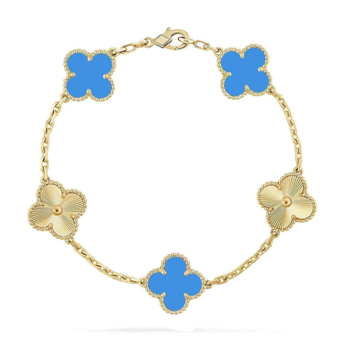 [Vicky] CLOVER 5 MOTIF BLUE AGATE BRACELET COLLECTION