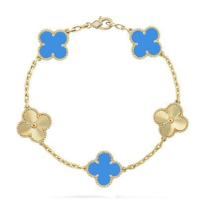 [Vicky] CLOVER 5 MOTIF BLUE AGATE BRACELET COLLECTION