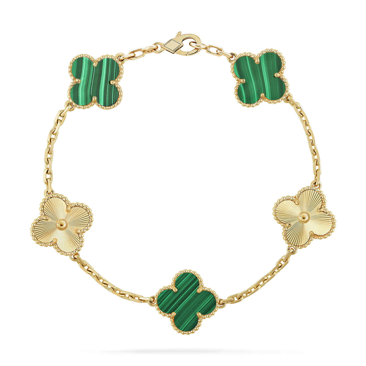 [Vicky] CLOVER 5 MOTIF MALACHITE BRACELET COLLECTION