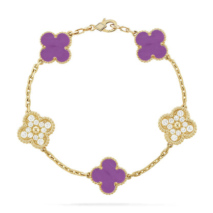 [Vicky] CLOVER 5 MOTIF VIOLET BRACELET COLLECTION