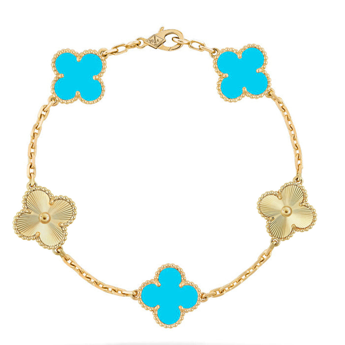 [Vicky] CLOVER 5 MOTIF TURQUOISE BRACELET COLLECTION
