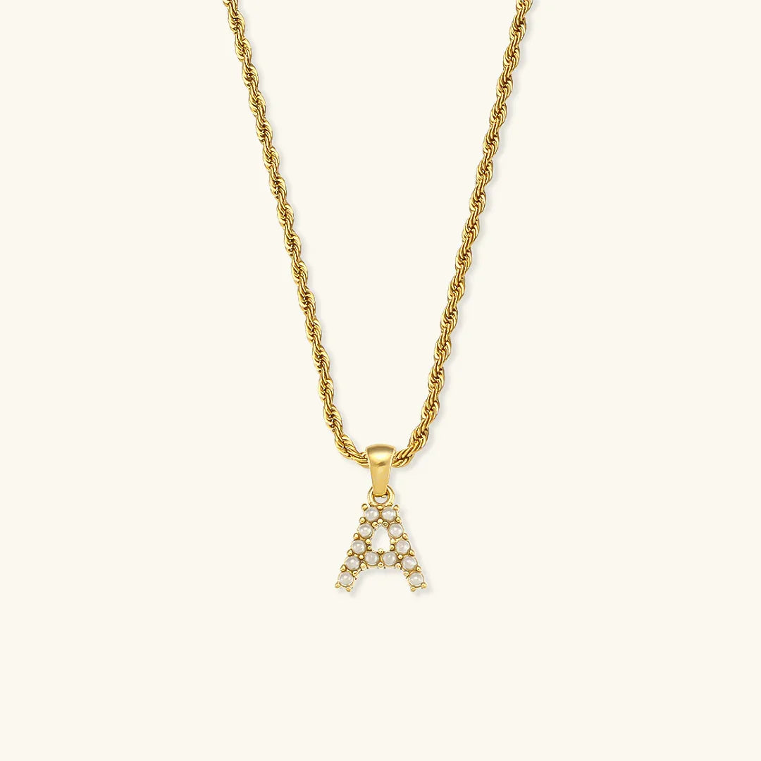 [Royal Vicky]Elodie Initial Letter Pearl Necklace