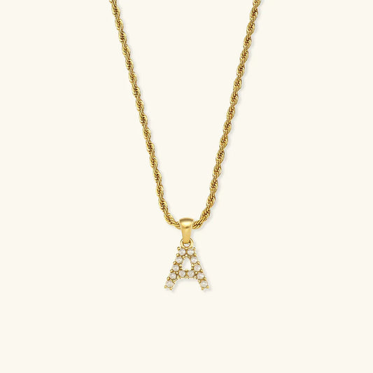 [Royal Vicky]Elodie Initial Letter Pearl Necklace