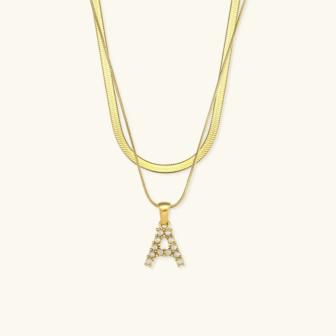 [Royal Vicky]Fiona Layered Gold Initial Letter Necklace