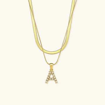 [Royal&Vicky]Fiona Layered Gold Initial Letter Necklace