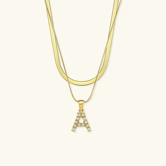 [Royal Vicky]Fiona Layered Gold Initial Letter Necklace