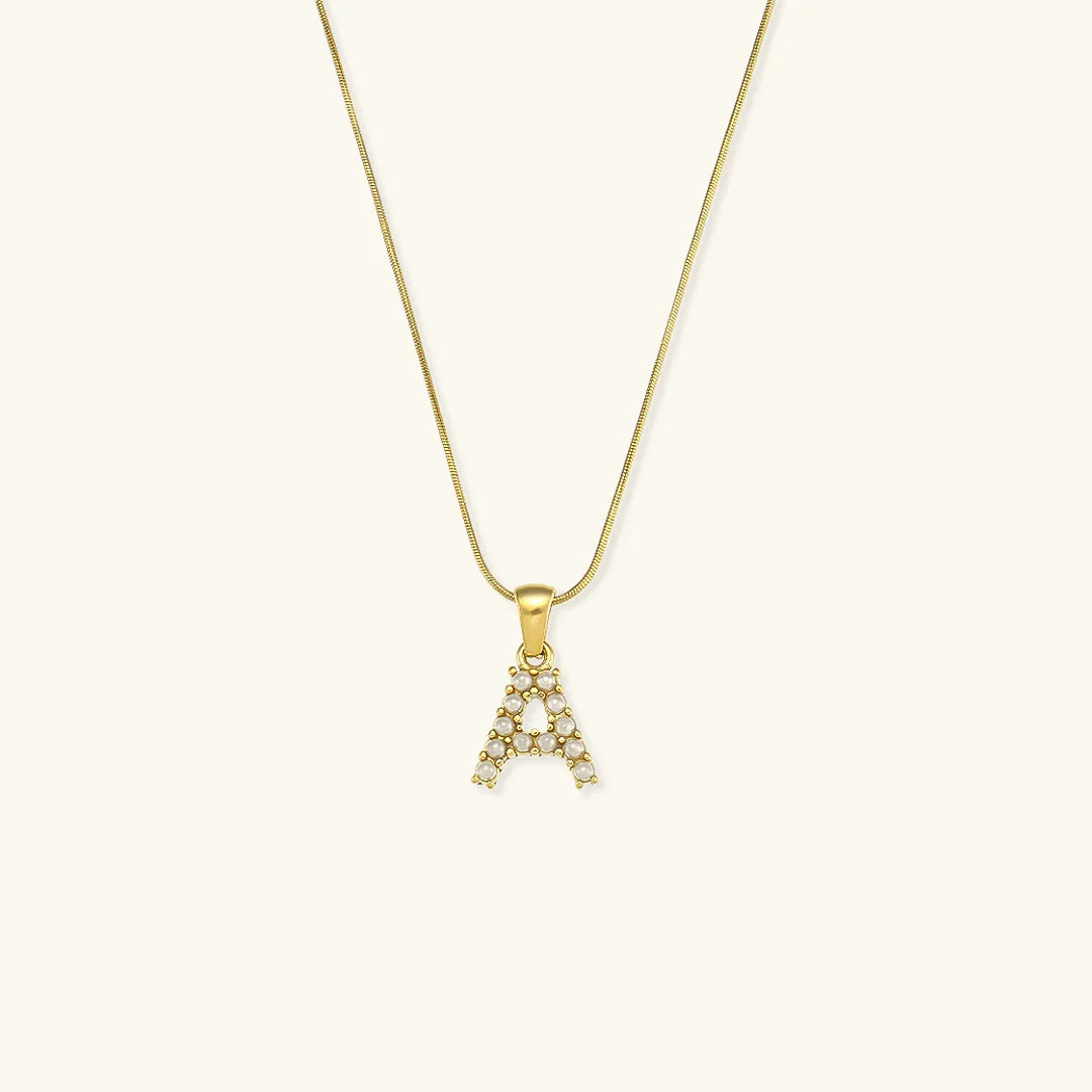 [Royal Vicky]Augustine Initial Letter Pearl Necklace