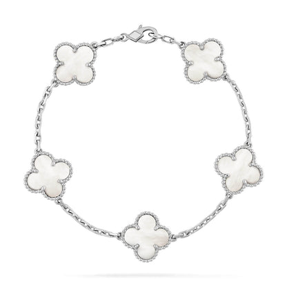 [Vicky]CLOVER SILVER MOP 5 MOTIF BRACELET