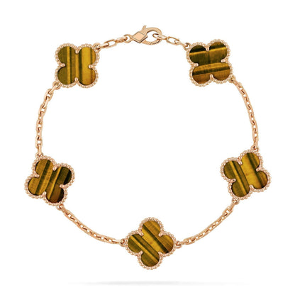 [Vicky]CLOVER  5 MOTIFS TIGER EYE BRACELET