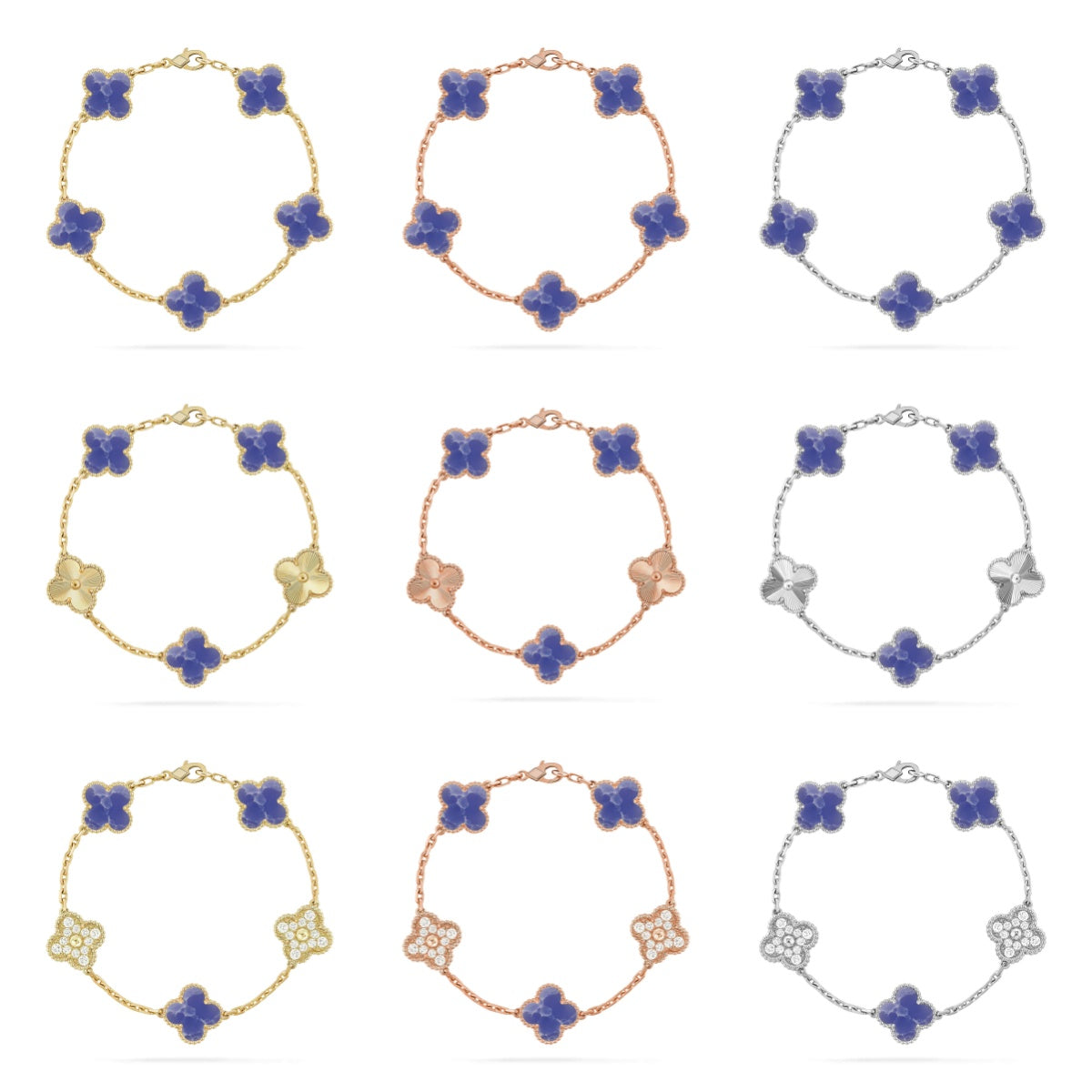 [Vicky]CLOVER 5 MOTIF BLUE VEINS BRACELET COLLECTION