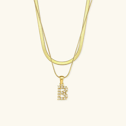[Royal Vicky]Fiona Layered Gold Initial Letter Necklace