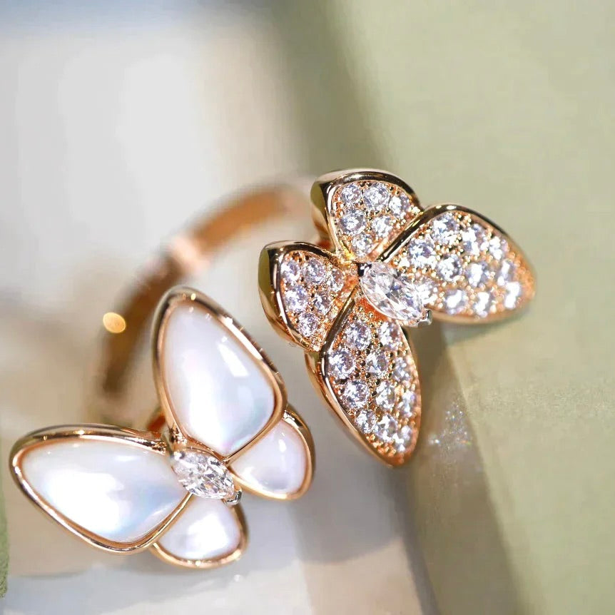 [Vicky]ZWILLINGS-SCHMETTERLINGS-DIAMANT-MOP-RING