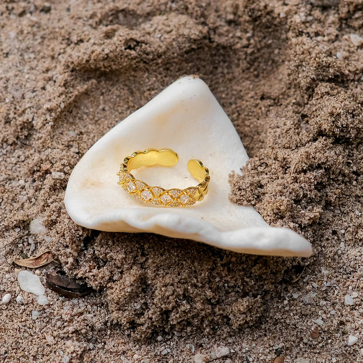[Royal&Vicky]Camille Gold Gemusterter Ring
