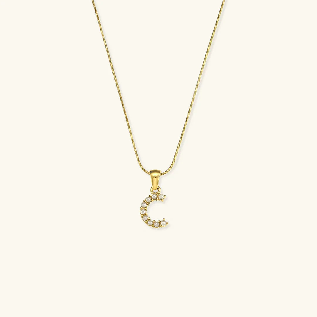 [Royal Vicky]Augustine Initial Letter Pearl Necklace