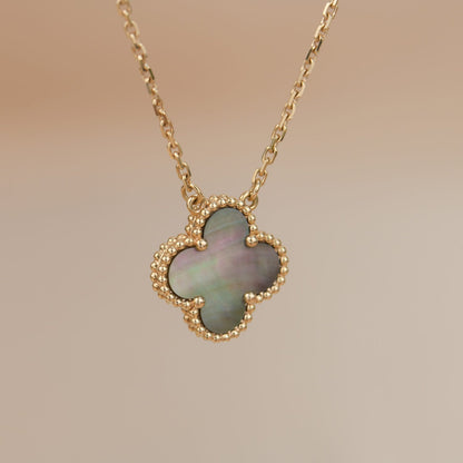 [Vicky]CLOVER 15MM  GRAY MOTHER OF PEARL NECKLACE