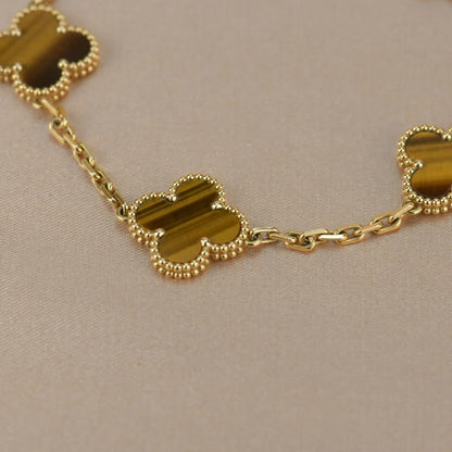 [Vicky] CLOVER 5 MOTIFS TIGER EYE BRACELET COLLECTION