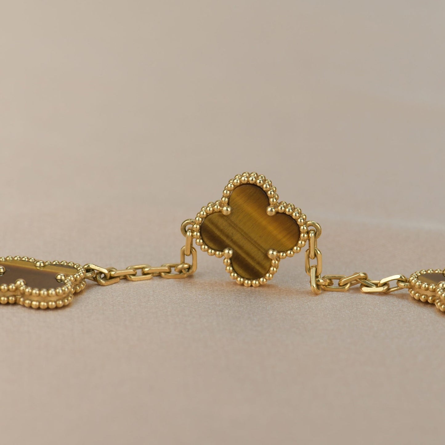 [Vicky]CLOVER  5 MOTIFS TIGER EYE BRACELET