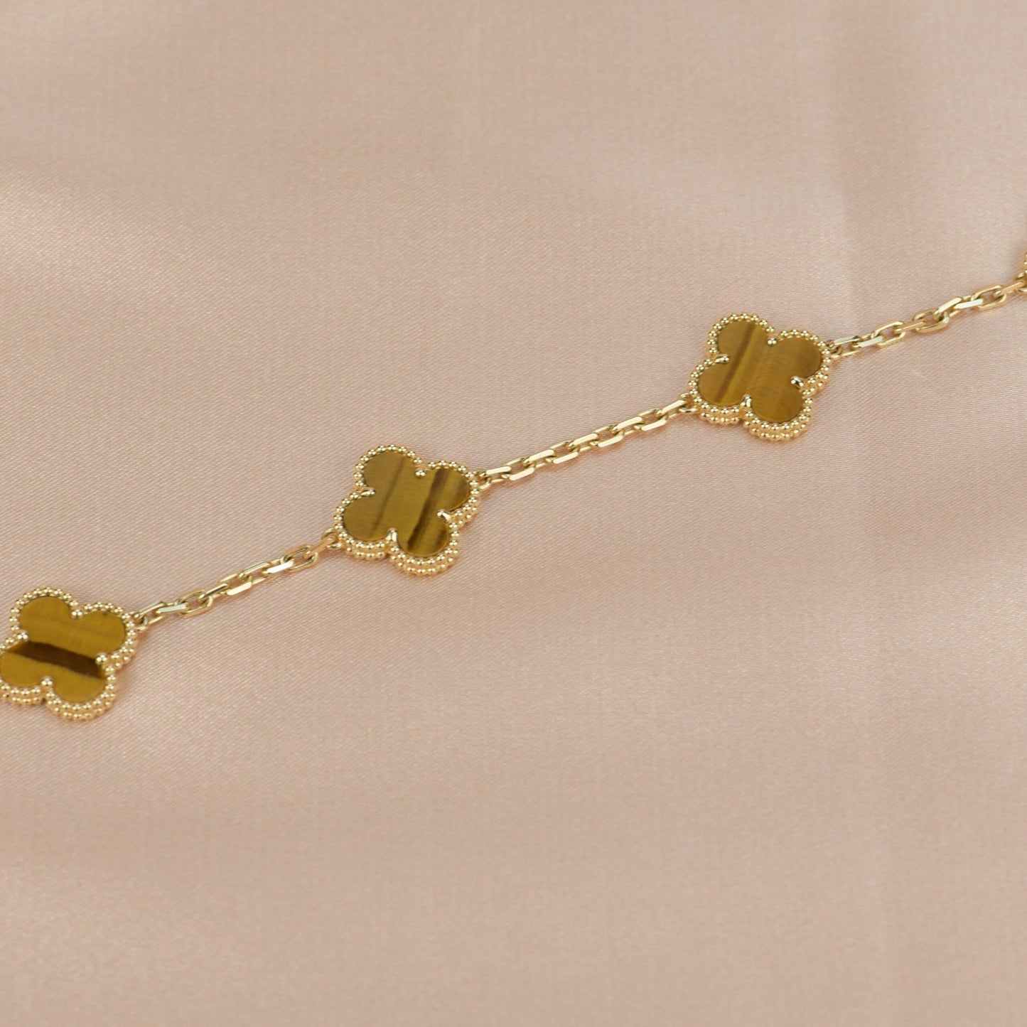 [Vicky]CLOVER  5 MOTIFS TIGER EYE BRACELET