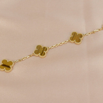[Vicky]CLOVER  5 MOTIFS TIGER EYE BRACELET