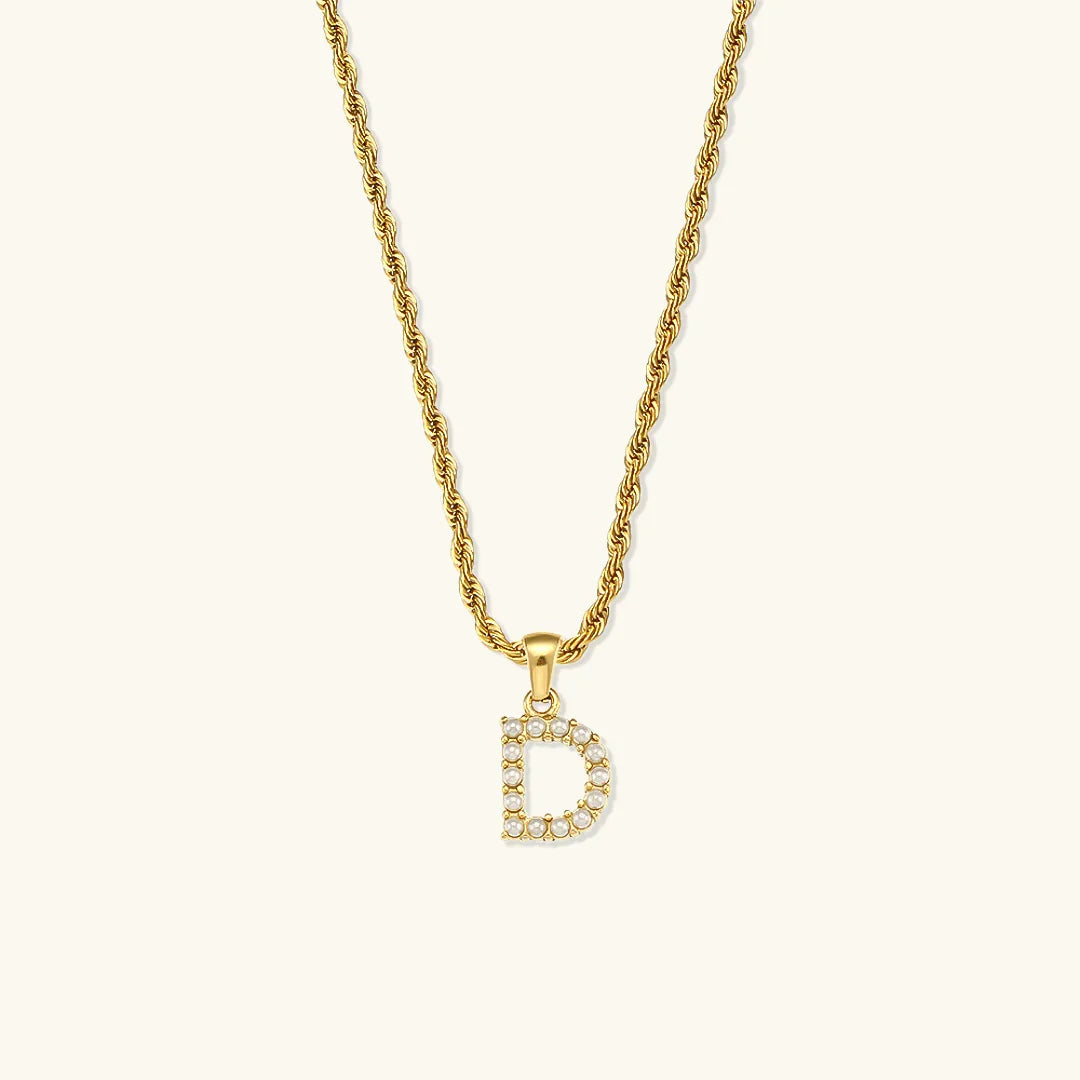 [Royal Vicky]Elodie Initial Letter Pearl Necklace
