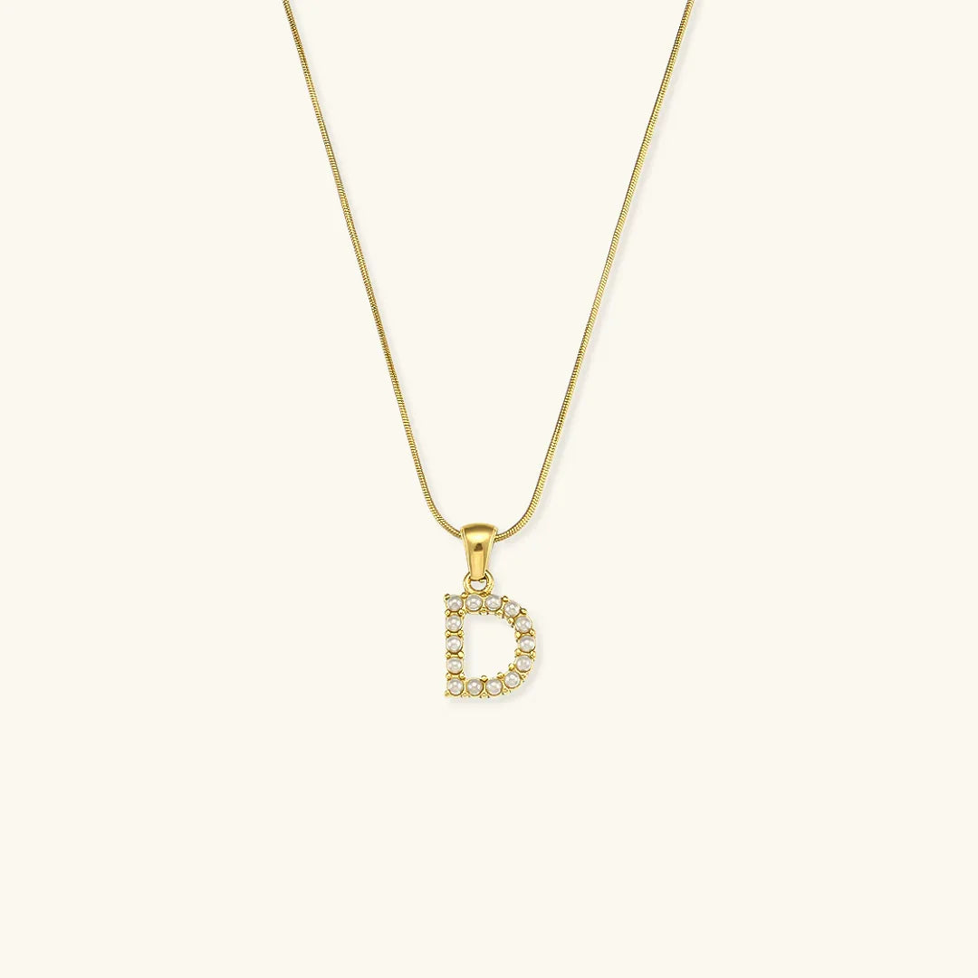 [Royal Vicky]Augustine Initial Letter Pearl Necklace