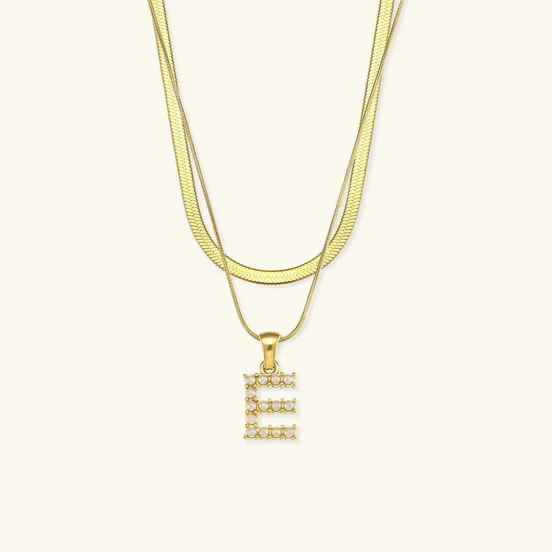 [Royal Vicky]Fiona Layered Gold Initial Letter Necklace