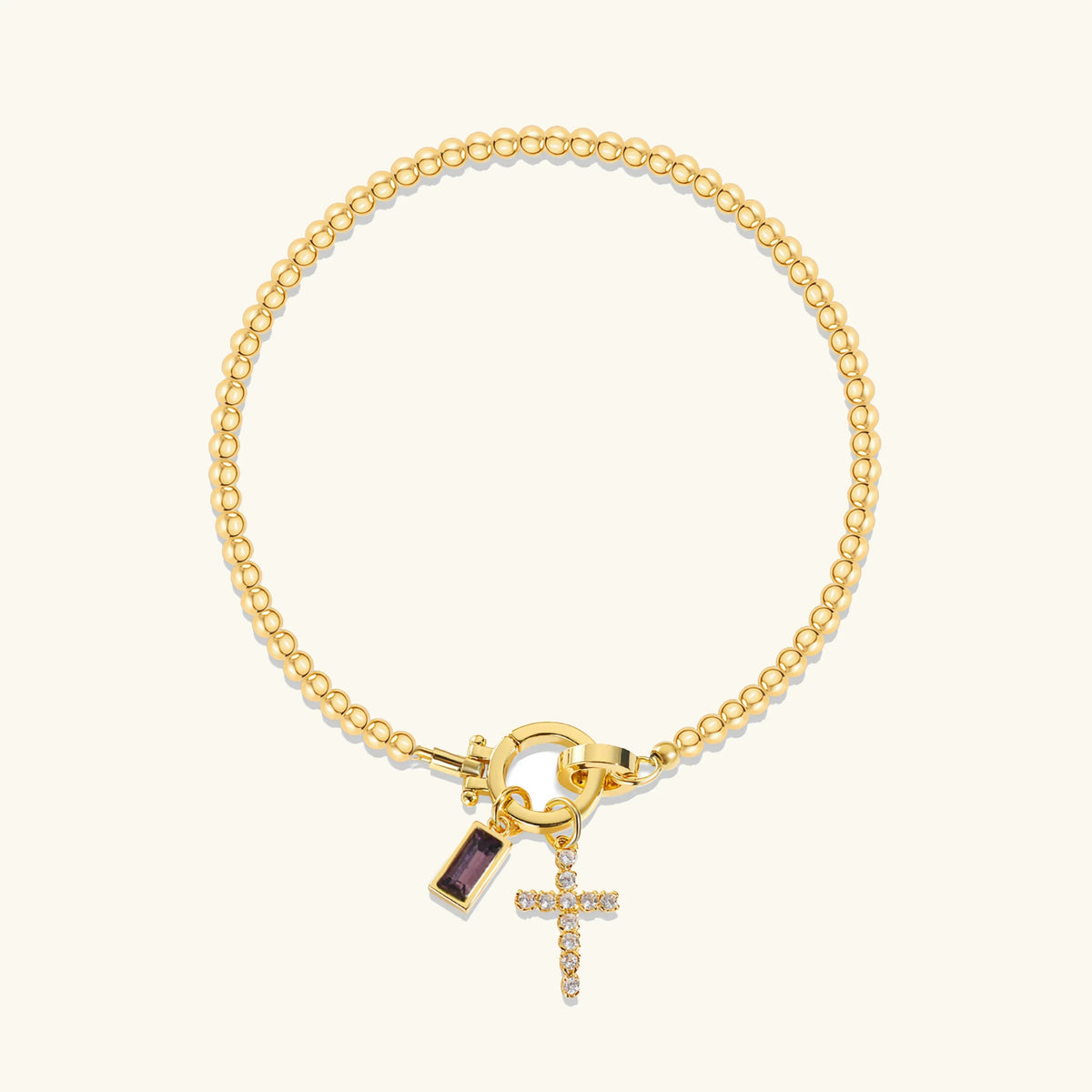 [Royal&Vicky]Amalia Birthstone Cross Bracelet
