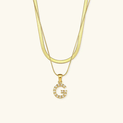 [Royal Vicky]Fiona Layered Gold Initial Letter Necklace