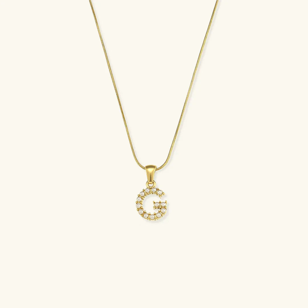 [Royal Vicky]Augustine Initial Letter Pearl Necklace