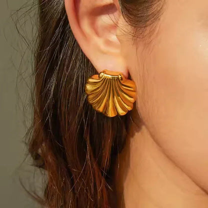 [Royal Vicky]Bayside Gold Seashell Earrings