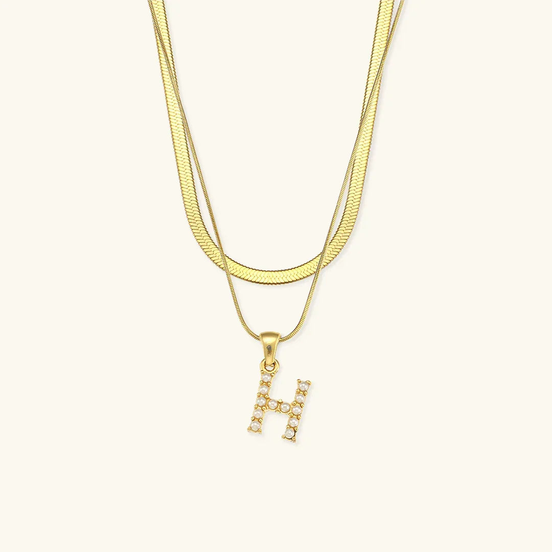 [Royal Vicky]Fiona Layered Gold Initial Letter Necklace