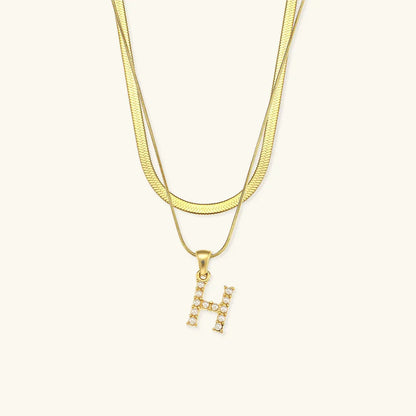 [Royal Vicky]Fiona Layered Gold Initial Letter Necklace