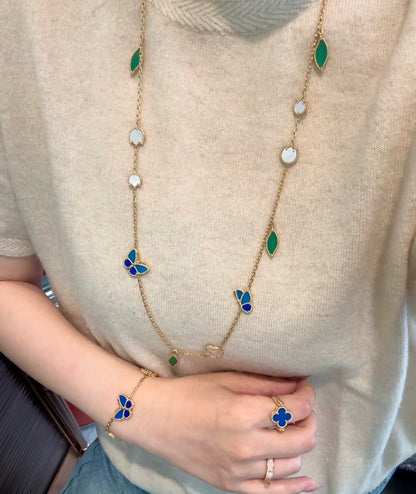 [Vicky]LUCKY SPRING BUTTERFLY 15 FLOWER NECKLACE
