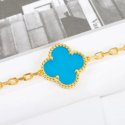 [Vicky] CLOVER 5 MOTIF TURQUOISE BRACELET COLLECTION