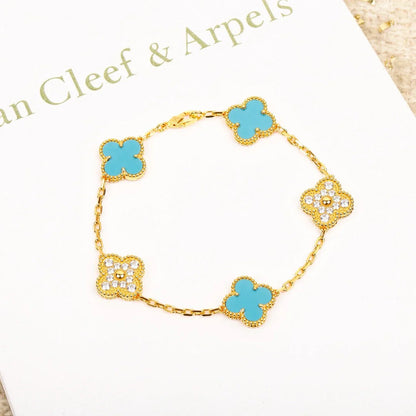 [Vicky] CLOVER 5 MOTIF TURQUOISE BRACELET COLLECTION