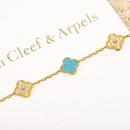 [Vicky] CLOVER 5 MOTIF TURQUOISE BRACELET COLLECTION