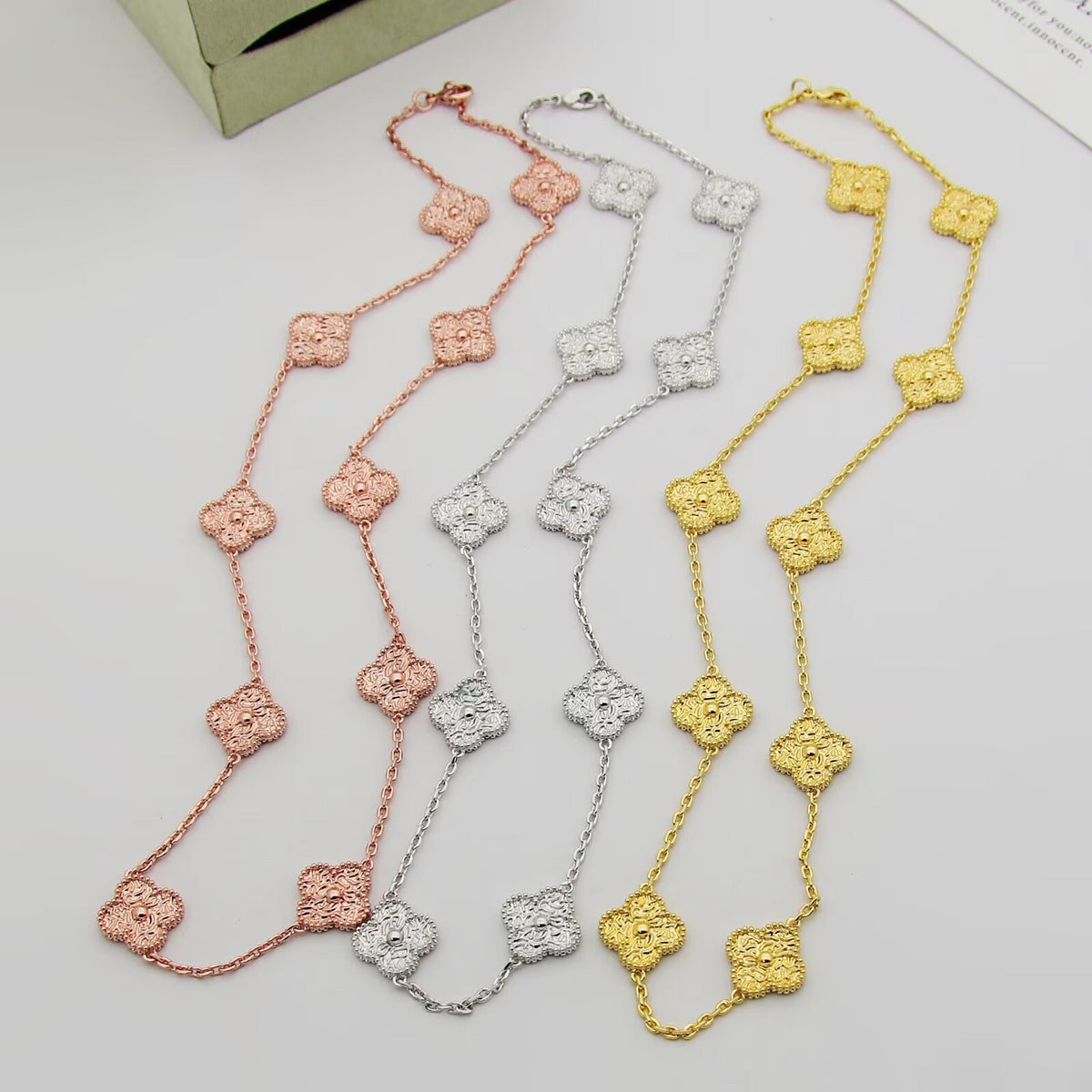 [Royal&Vicky]CLOVER 10 MOTIFS BRONZING NECKLACE