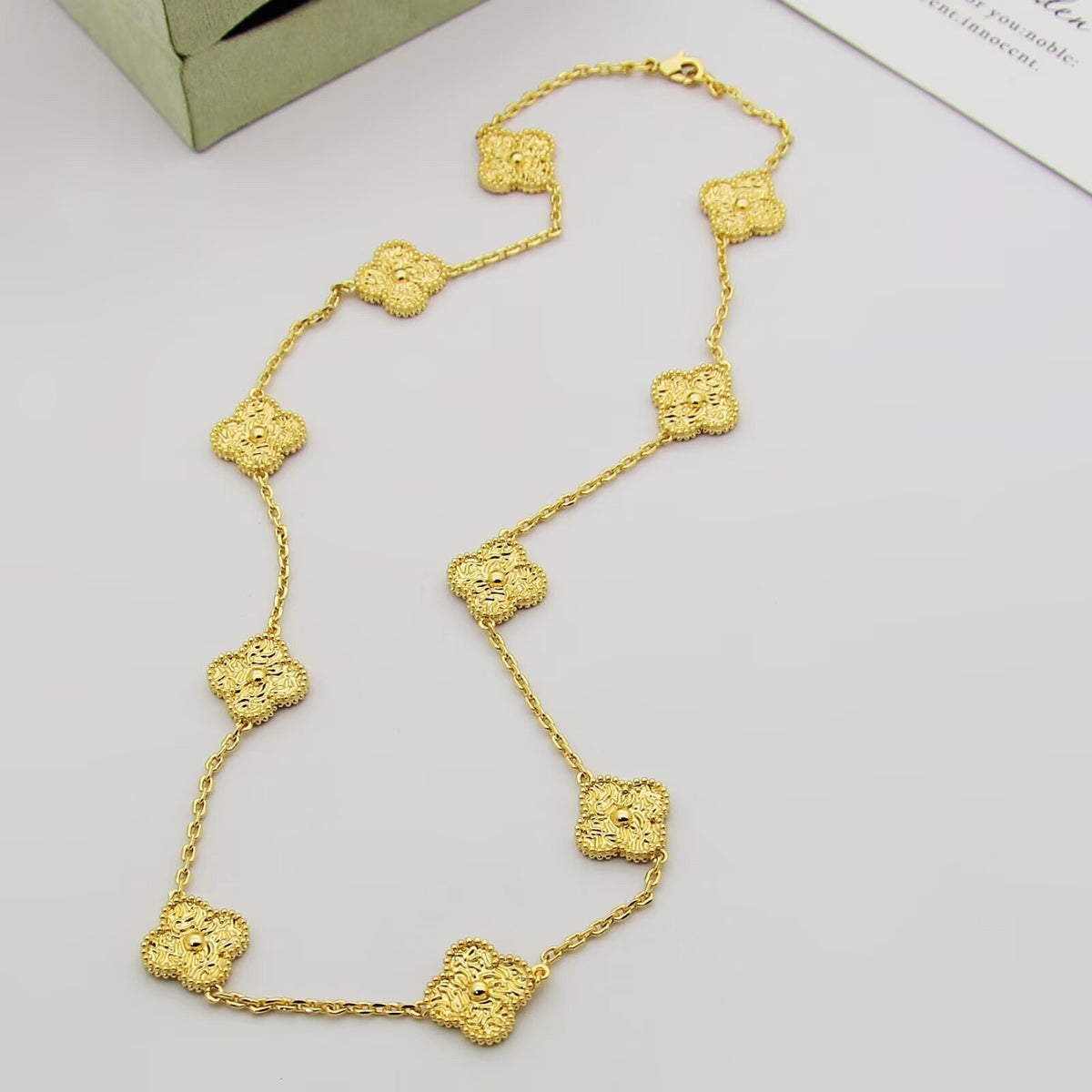 [Royal&Vicky]CLOVER 10 MOTIFS BRONZING NECKLACE