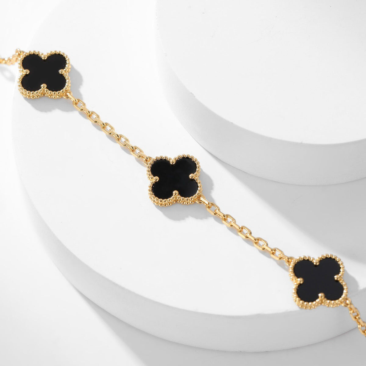 [Royal&Vicky]CLOVER 10 MOTIFS ONYX NECKLACE
