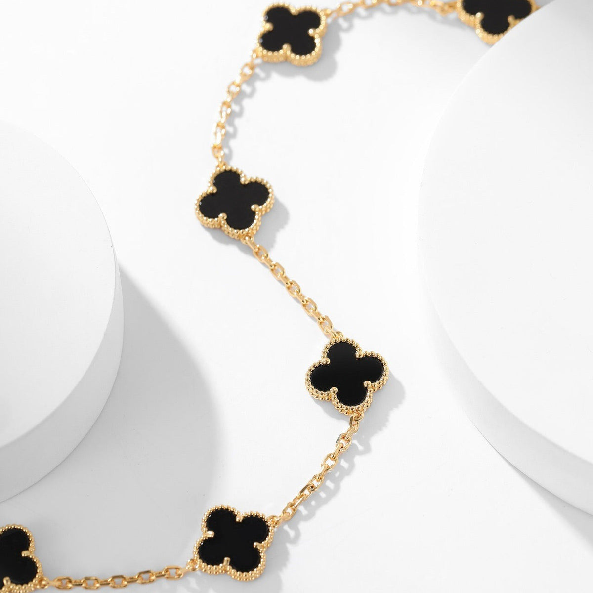 [Royal&Vicky]CLOVER 10 MOTIFS ONYX NECKLACE