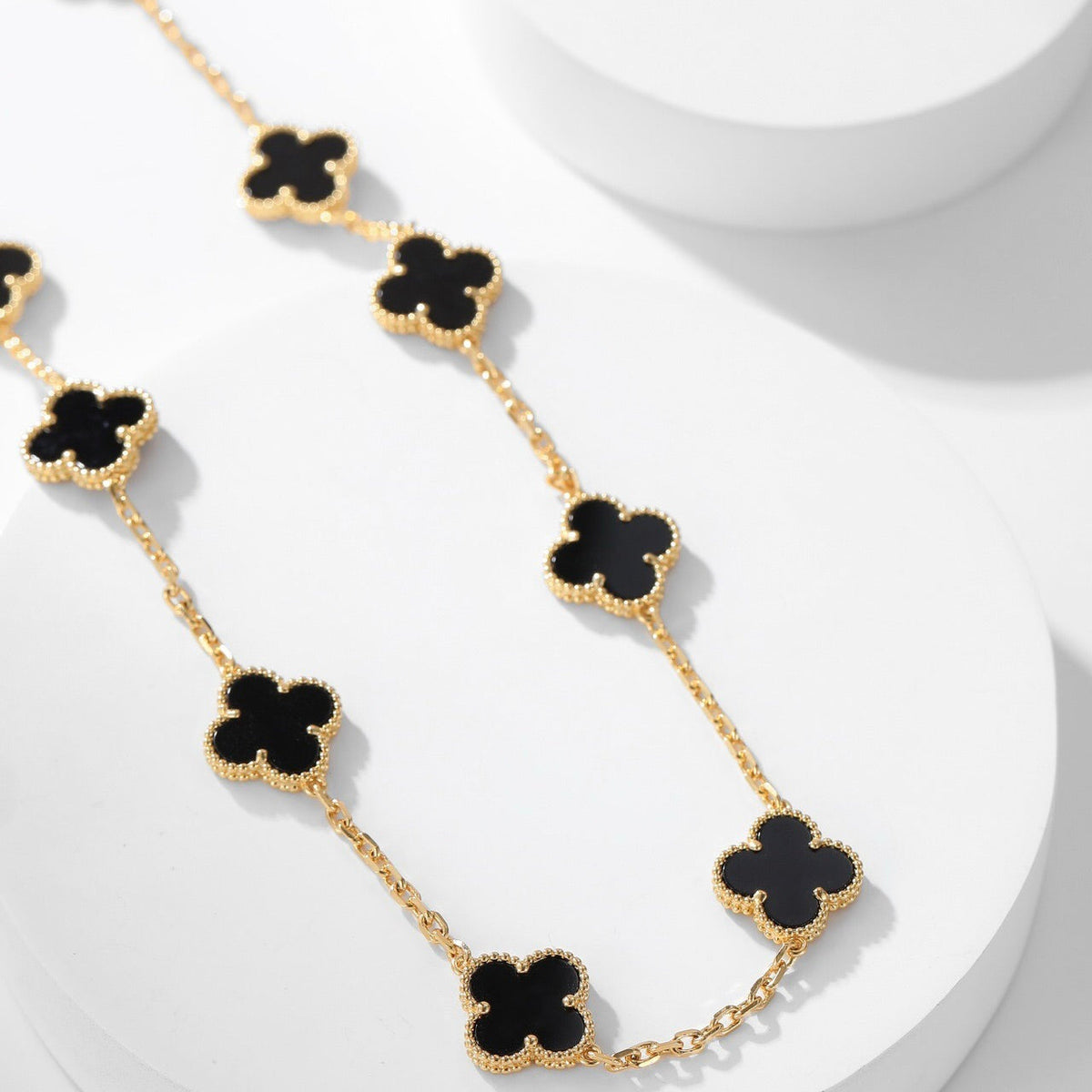 [Royal&Vicky]CLOVER 10 MOTIFS ONYX NECKLACE