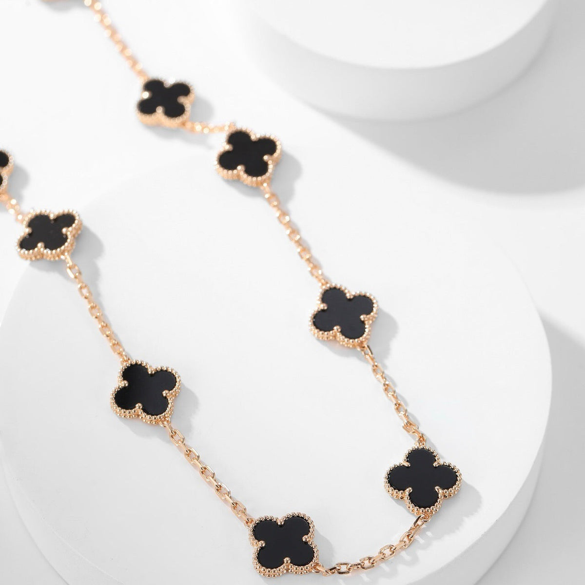 [Royal&Vicky]CLOVER 10 MOTIFS ONYX NECKLACE
