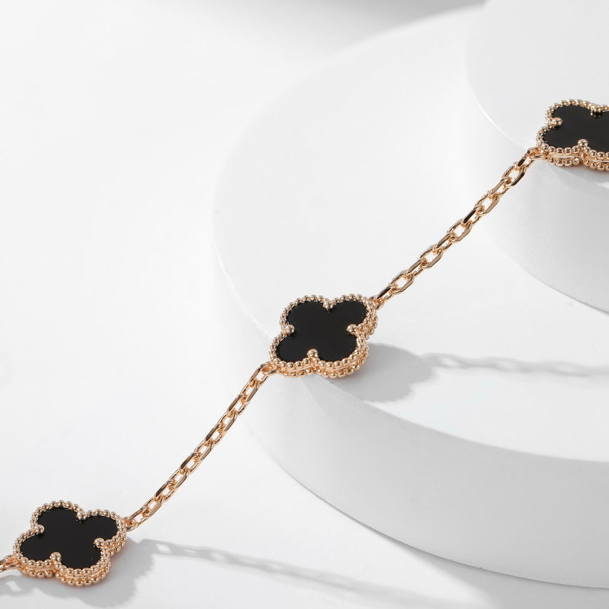 [Royal&Vicky]CLOVER 10 MOTIFS ONYX NECKLACE