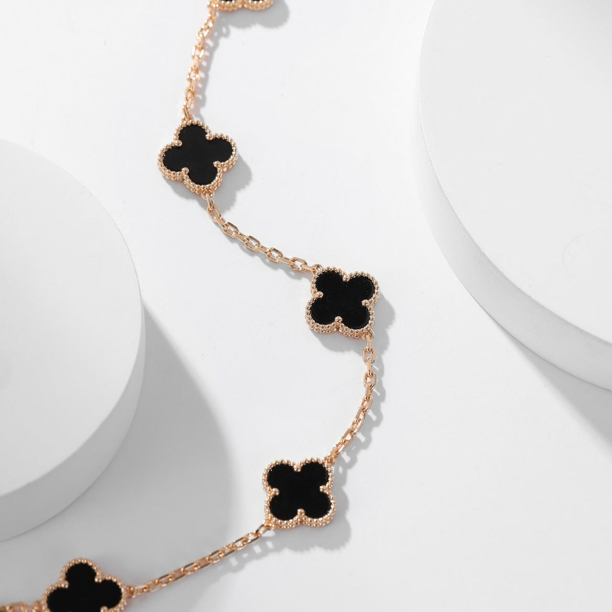 [Royal&Vicky]CLOVER 10 MOTIFS ONYX NECKLACE